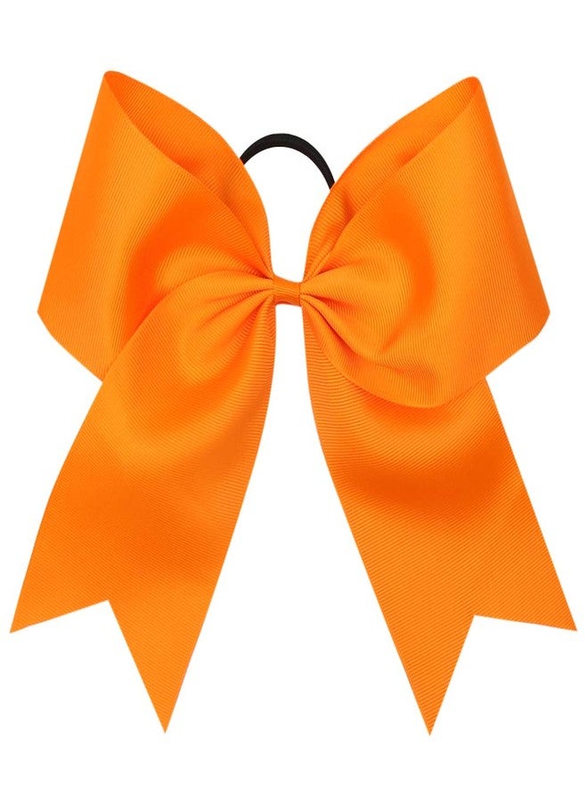 Oaoleer 16PCS 8" Large Cheer Hair Bows Ponytail Holder Elastic Band Handmade for Cheerleading Teen Girls College Sports (16 Pcs) (Orange) - Image 3